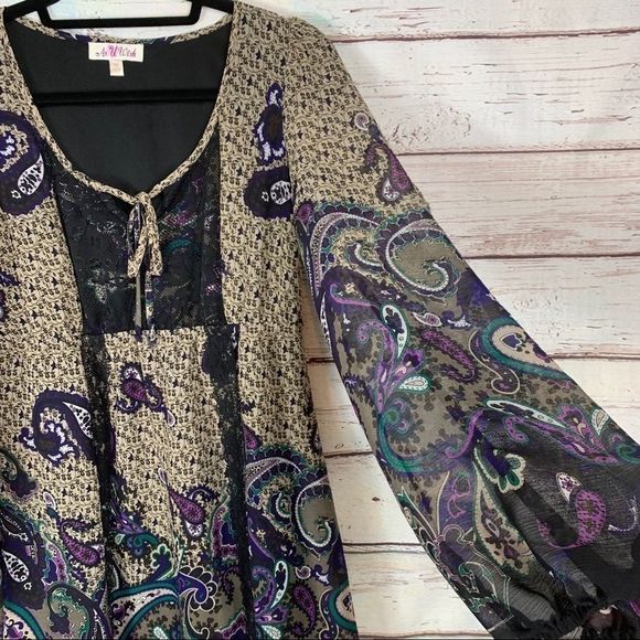 EUC As U Wish Boho Long Sleeve Dress CUTE!! - Picture 3 of 10